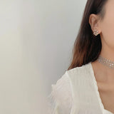 925 Silver Needle Diamond Flower Earrings Dongdaemun Small Personality Earring