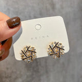925 Silver Needle Diamond Flower Earrings Dongdaemun Small Personality Earring