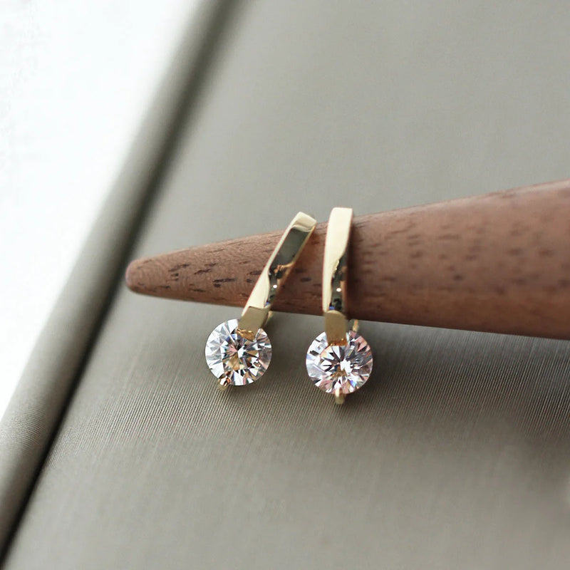 925 Silver Zircon Earrings Crystal Stud Women