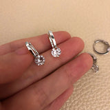 925 Silver Zircon Earrings Crystal Stud Women