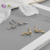 Snake Stud Earrings Pave Crystal 925 Silver Needle Small Animal Jewelry