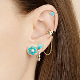 925 Silver Star Heart Earrings Mini Flowers Turquoise Stud Jewelry Gift