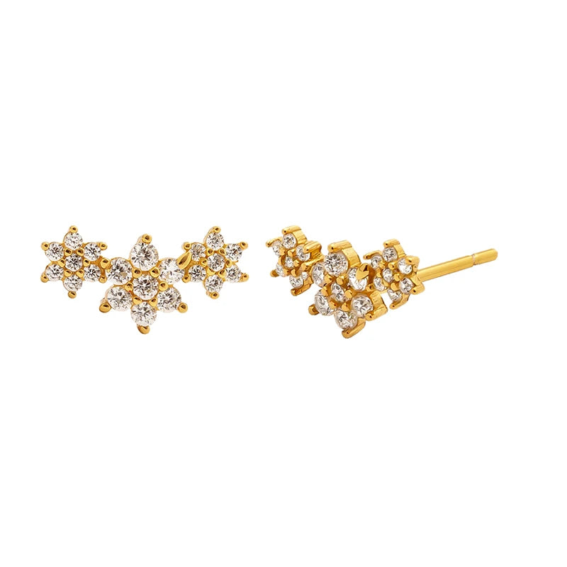 925 Silver Star Heart Earrings Mini Flowers Turquoise Stud Jewelry Gift