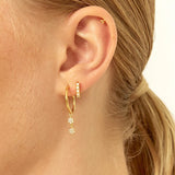 925 Silver Needle Sunflower Hoop Earrings Crystal Flower Pendant Huggie Earrings