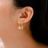 925 Silver Needle Sunflower Hoop Earrings Crystal Flower Pendant Huggie Earrings