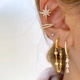925 Silver Needle Teardrop Hoop Earrings Water Drop Pendant Earrings