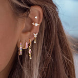 925 Silver Needle Teardrop Hoop Earrings Water Drop Pendant Earrings