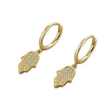 Punk Style Zircon Hamsa Hand Earrings