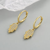 Punk Style Zircon Hamsa Hand Earrings