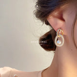 925 Silver Needle Zircon Tulip Pearl Earrings Light Temperament