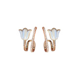 925 Silver Needle Zircon Tulip Pearl Earrings Light Temperament