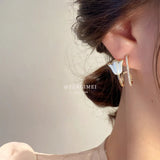 925 Silver Needle Zircon Tulip Pearl Earrings Light Temperament