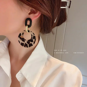 925 Silver Needle Leopard Print Earrings