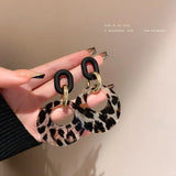 925 Silver Needle Leopard Print Earrings