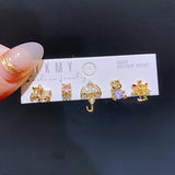 925 Silver Needles Princess Stud Earring Zircon Crystal Jewelry Gift