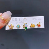 925 Silver Needles Princess Stud Earring Zircon Crystal Jewelry Gift