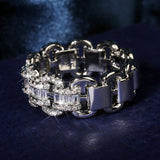 925 Silver Chain Rings for Girl Link Twisted Geometric Shape Women Wedding Ring