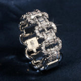 925 Silver Chain Rings for Girl Link Twisted Geometric Shape Women Wedding Ring