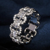 925 Silver Chain Rings for Girl Link Twisted Geometric Shape Women Wedding Ring