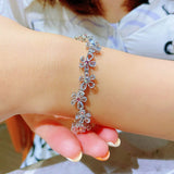 925 Silver Zircon Flower Bracelet High-end Wedding Gift