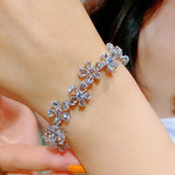 925 Silver Zircon Flower Bracelet High-end Wedding Gift