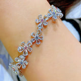 925 Silver Zircon Flower Bracelet High-end Wedding Gift