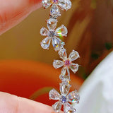 925 Silver Zircon Flower Bracelet High-end Wedding Gift