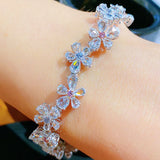 925 Silver Zircon Flower Bracelet High-end Wedding Gift