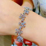 925 Silver Zircon Flower Bracelet High-end Wedding Gift