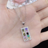 925 Silver Abacus Pendant Tourmaline Crystal Necklace
