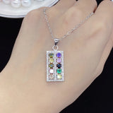 925 Silver Abacus Pendant Tourmaline Crystal Necklace