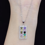 925 Silver Abacus Pendant Tourmaline Crystal Necklace
