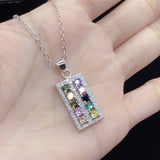 925 Silver Abacus Pendant Tourmaline Crystal Necklace