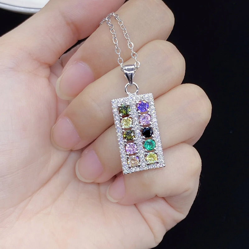 925 Silver Abacus Pendant Tourmaline Crystal Necklace