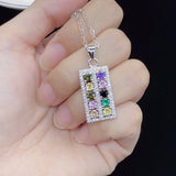 925 Silver Abacus Pendant Tourmaline Crystal Necklace