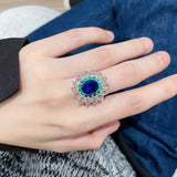 925 Silver Colorful Treasure Net Red Index Finger Ring For Women