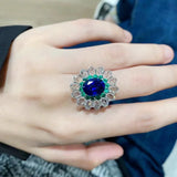 925 Silver Colorful Treasure Net Red Index Finger Ring For Women