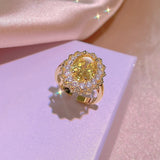 Women's BlingBling Champagne Yellow Zircon Jewelry Set, Birthday Gift