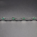 Green Tourmaline Bracelet w/ Zircon Inlay