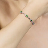 Green Tourmaline Bracelet w/ Zircon Inlay