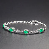 Green Tourmaline Bracelet w/ Zircon Inlay