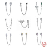925 Silver Safety Chain Koala Angel Wing Starfish Bead Bracelet Charms