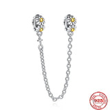 925 Silver Safety Chain Koala Angel Wing Starfish Bead Bracelet Charms