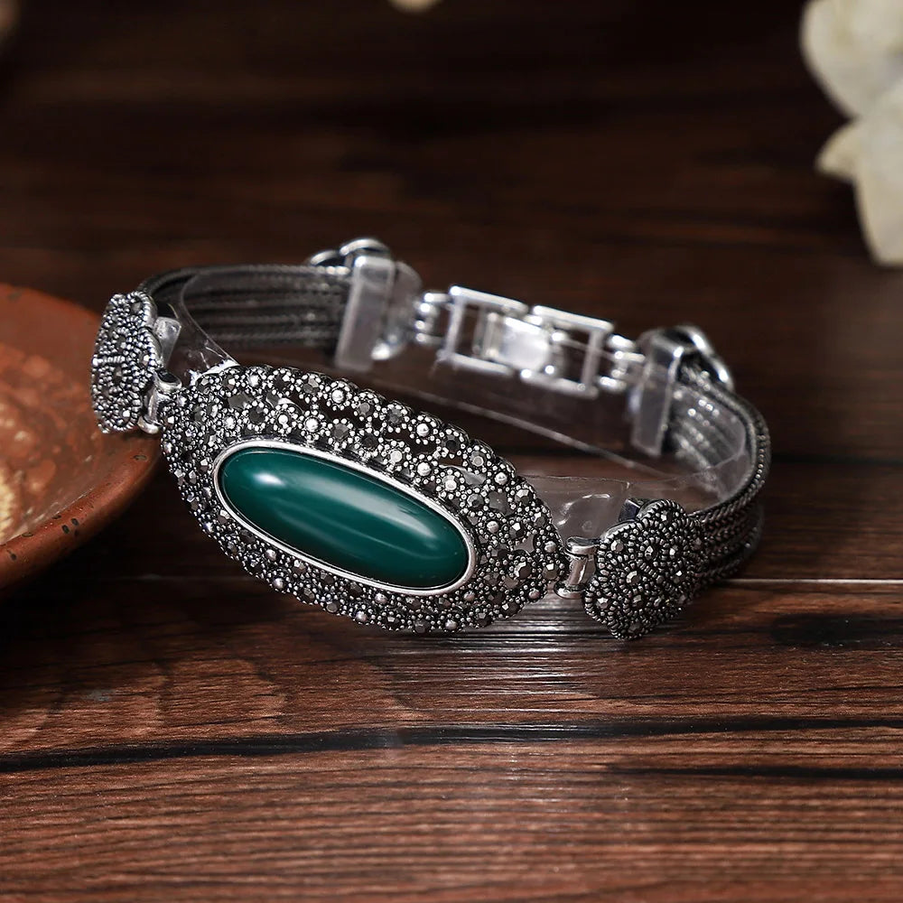 Vintage Style Resin Rhinestone Bracelet for Women Wedding Party