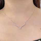 925 Silver Zircon V-Shape Pendant Necklace Birthday Party Jewelry