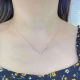 925 Silver Zircon V-Shape Pendant Necklace Birthday Party Jewelry