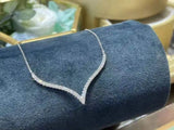 925 Silver Zircon V-Shape Pendant Necklace Birthday Party Jewelry