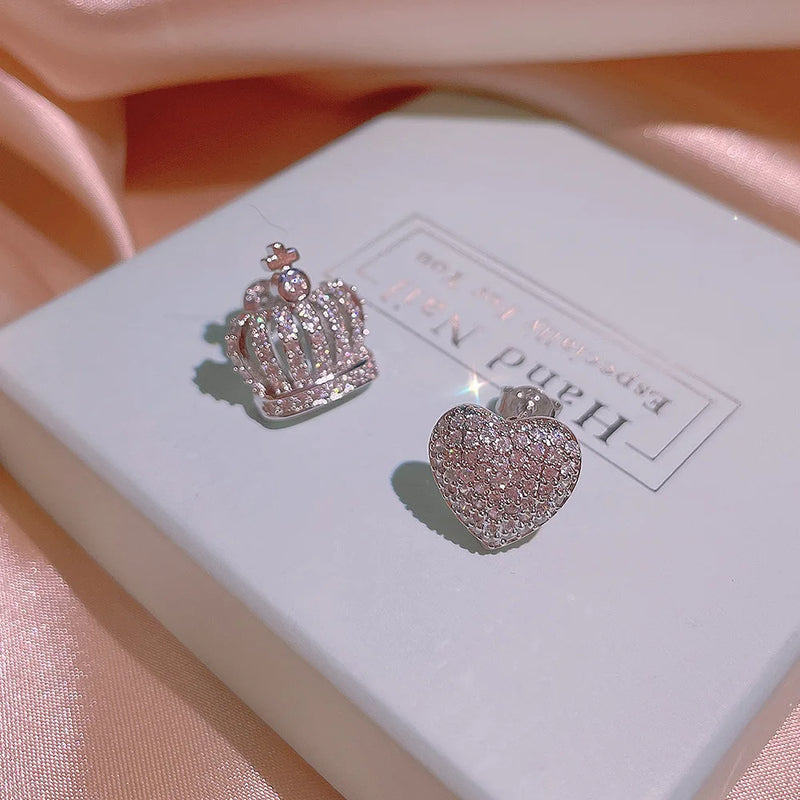 925 Silver Crown Love Earrings Hypoallergenic Female Accessory