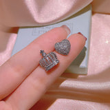 925 Silver Crown Love Earrings Hypoallergenic Female Accessory