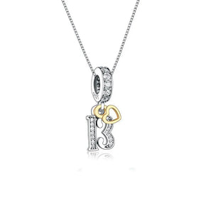 925 Silver Number Heart Happy Birthday Pendant Necklace Women